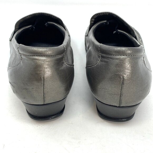 SAS Shoe Women 8.5 Easier Gray Leather Dress Loafer Tripad Comfort Moccasin Heel - Picture 6 of 11